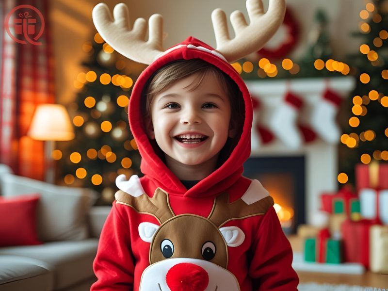 Áo hoodie Giáng Sinh họa tiết tuần lộc