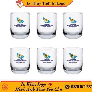 Bộ 6 ly thủy tinh in logo Công Đoàn Các Khu Chế Xuất Và Công Nghiệp tpHCM LTTIL54