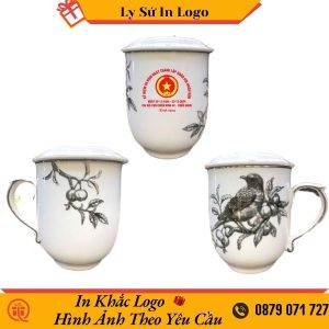 Ca trà Minh Long Chim Sơn Ca 0.3L nắp Mẫu đơn IFP In Logo Kỷ Niệm 80 Năm Ngày Thành Lập QĐNDVN LSMLILG38