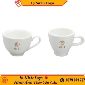 Cốc cà phê sứ trắng Bát Tràng cao cấp sang trọng in logo MITI LSBTILG39