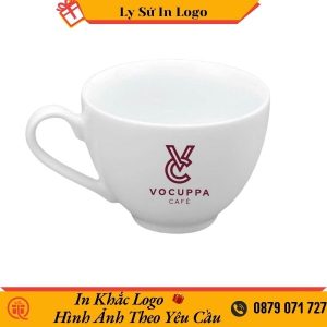 Cốc cà phê sứ trắng Bát Tràng in logo tinh tế