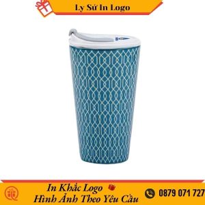 Ly Sứ Dưỡng Sinh Minh Long Indigo LTA 0.48L Nắp Ống Hút In Logo Tapetco LSMLILG34