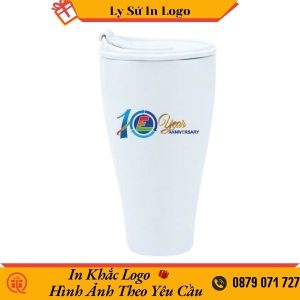 Ly Sứ Dưỡng Sinh Minh Long Trắng 0.48L Nắp Ống Hút 10 Year Anniversary LSMLILG35