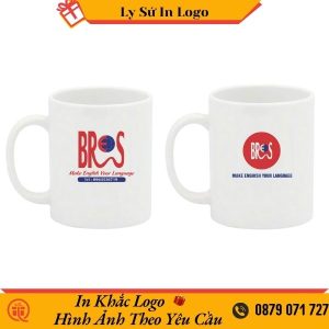 Ly sứ Minh Long trắng 0.36L Jasmine in logo BROS LSMLILG53