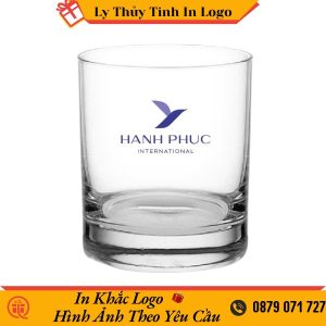 Ly thủy tinh in logo Hanh Phuc International quà tặng giá rẻ LTTIL53