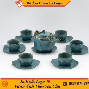 bộ ấm chèn trà màu in logo