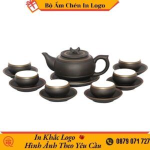 bộ ấm chén tử sa in logo